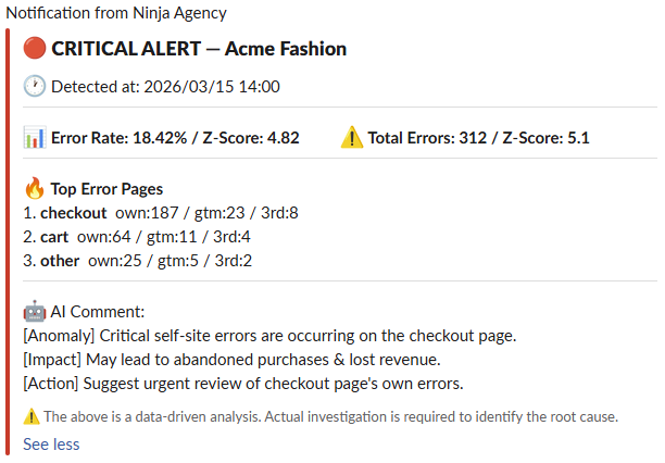 CRITICAL alert Slack notification