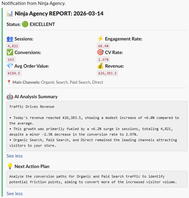 Daily report normal Slack notification