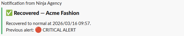 Recovery Slack notification